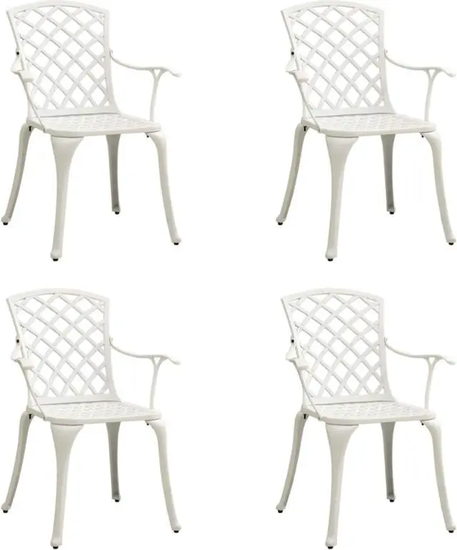 Alt view image 8 of 17 - vidaXL Patio Chairs 4 Pcs Patio Furniture for Garden Deck Cast Aluminum White