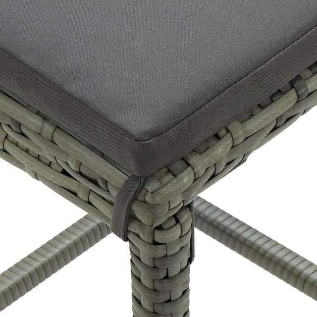 Alt view image 6 of 13 - vidaXL 3 Piece Garden Bar Set with Cushions Poly Rattan Gray