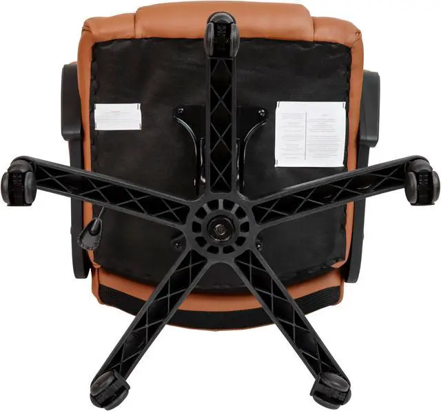 Alt view image 8 of 15 - Flash Fundamentals Big & Tall 400 lb. Rated Brown LeatherSoft Swivel Office Chair with Padded Arms, BIFMA Certified