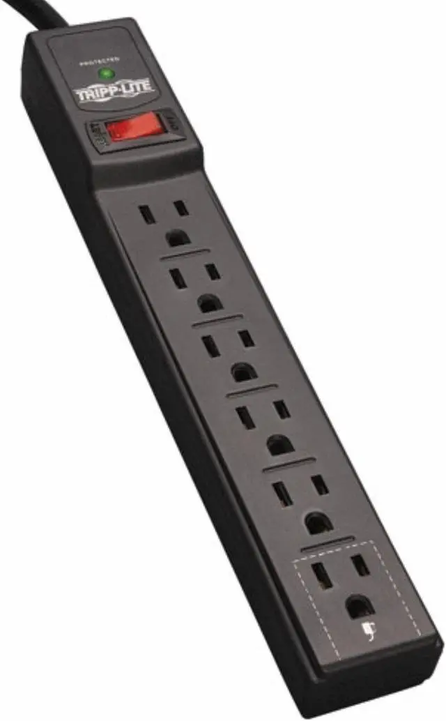 Alt view image 8 of 15 - Tripp Lite Tlp606B 6-Outlet Surge Protector/Suppressor ,6-Ft Cord, Black