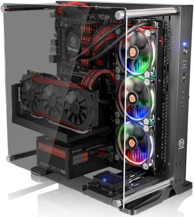 Alt view image 7 of 14 - Thermaltake Core P3 ATX Tempered Glass Gaming Computer Case Chassis, Open Frame Panoramic Viewing, Glass Wall-Mount, Riser Cable Included, Black Edition, CA-1G4-00M1WN-06