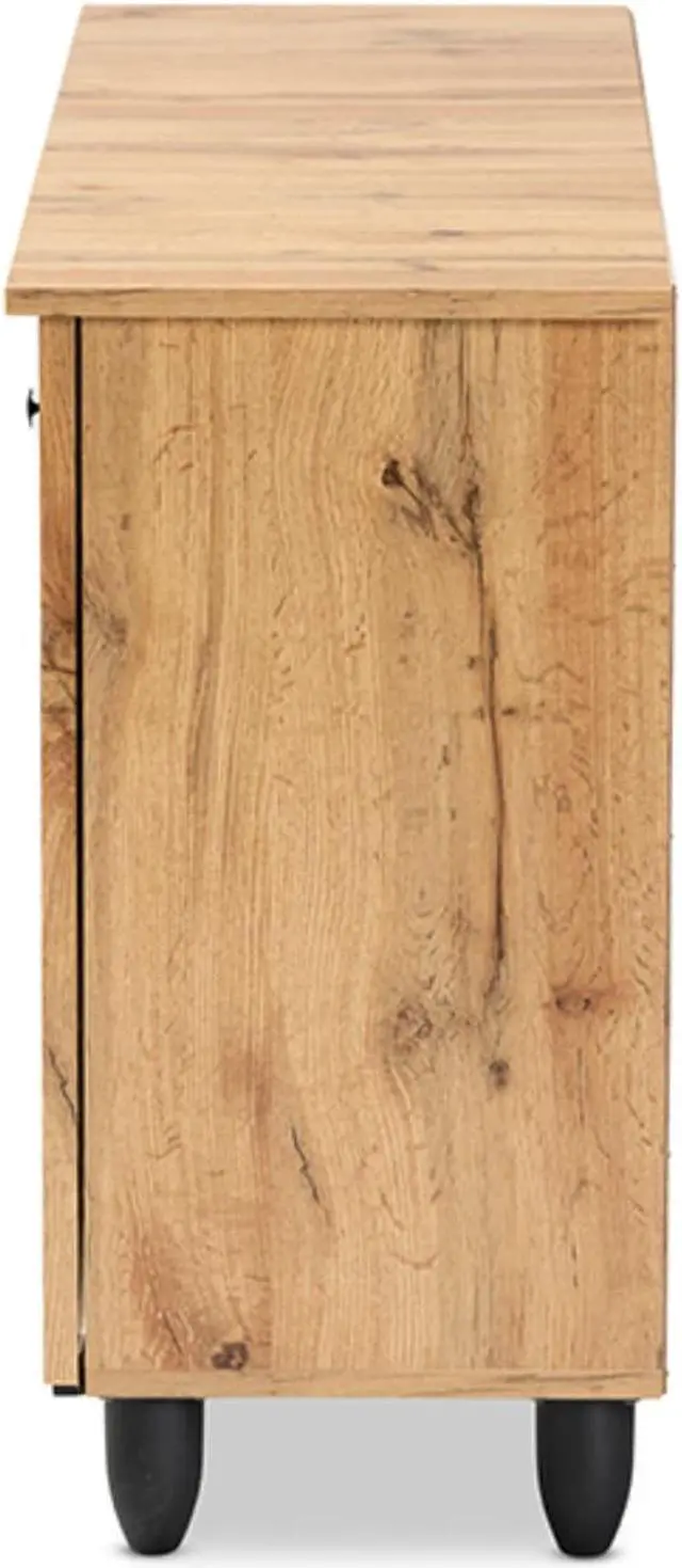 Alt view image 4 of 20 - Baxton Studio Winda Modern and Contemporary Oak Brown Finished Wood 3-Door Shoe Cabinet