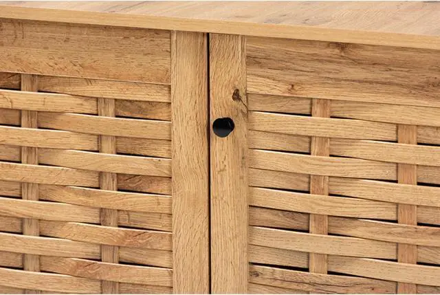 Alt view image 5 of 20 - Baxton Studio Winda Modern and Contemporary Oak Brown Finished Wood 3-Door Shoe Cabinet