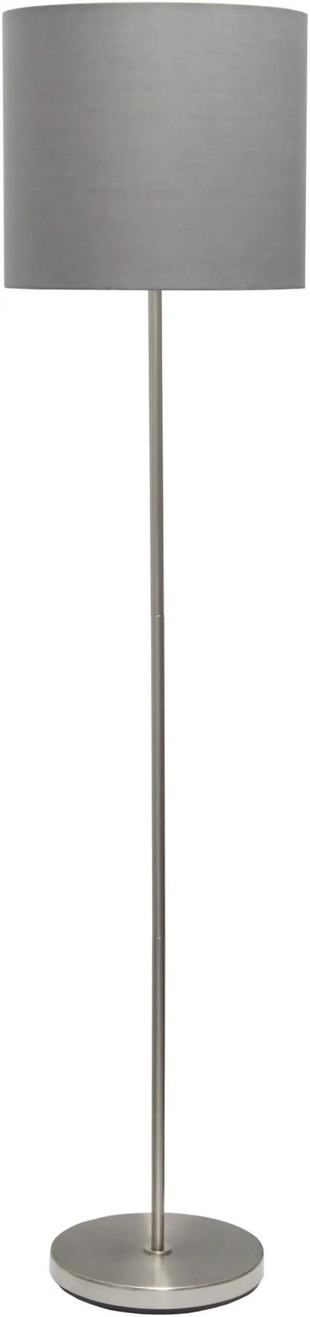 Main image of Simple Designs Brushed NIckel Drum Shade Floor Lamp, Gray
