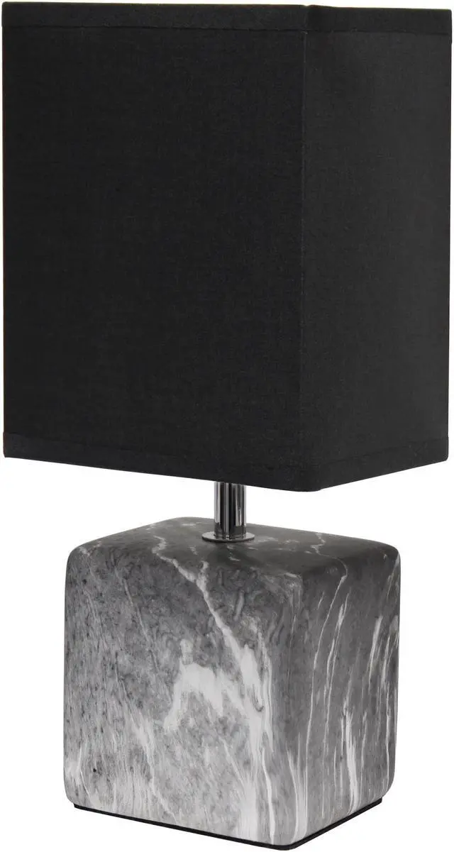 Main image of Simple Designs Petite Marbled Ceramic Table Lamp with Fabric Shade, Black with Black Shade