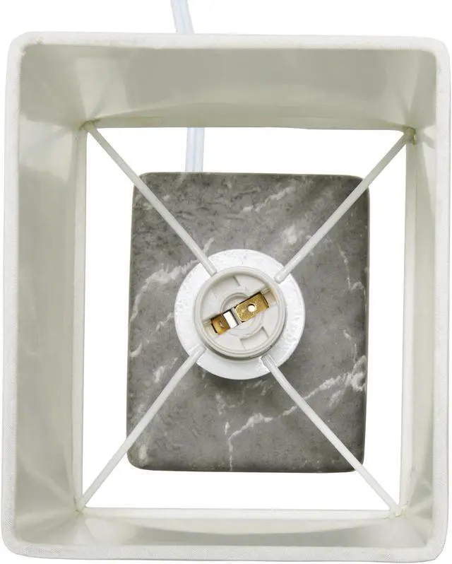 Alt view image 6 of 14 - Simple Designs Petite Marbled Ceramic Table Lamp with Fabric Shade, Black with White Shade