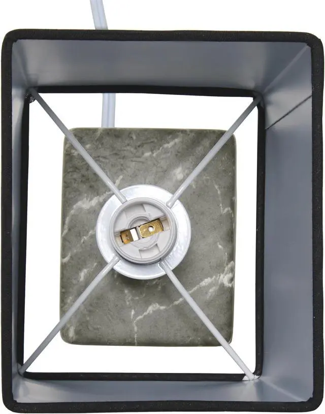 Alt view image 6 of 14 - Simple Designs Petite Marbled Ceramic Table Lamp with Fabric Shade, Black with Black Shade