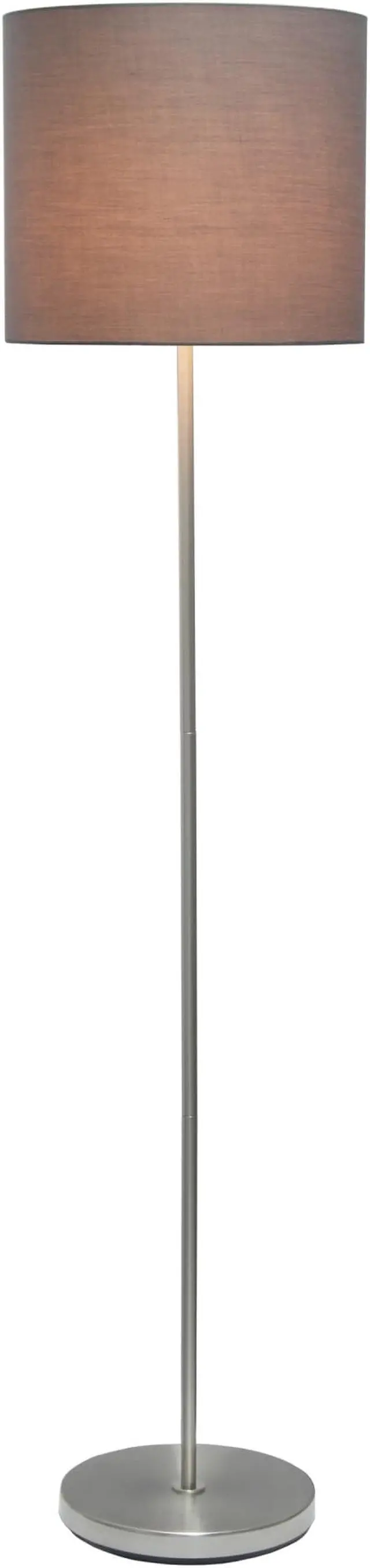 Alt view image 2 of 20 - Simple Designs Brushed NIckel Drum Shade Floor Lamp, Gray