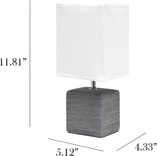 Alt view image 3 of 13 - Simple Designs Petite Faux Stone Table Lamp with Fabric Shade, Gray with White Shade