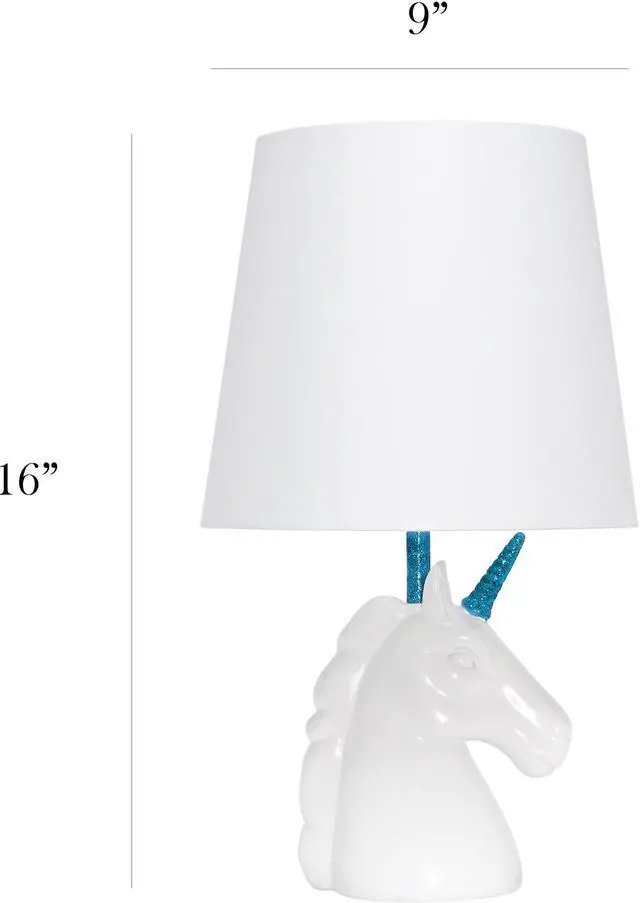 Alt view image 3 of 14 - Simple Designs Sparkling Blue and White Unicorn Table Lamp