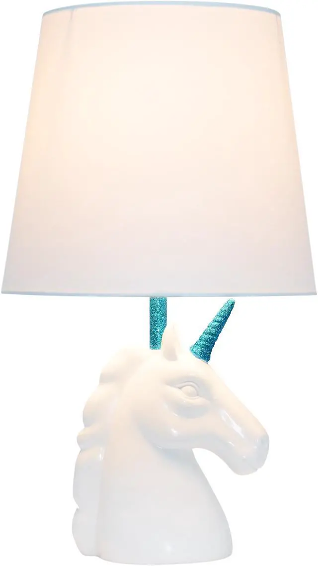 Alt view image 2 of 14 - Simple Designs Sparkling Blue and White Unicorn Table Lamp