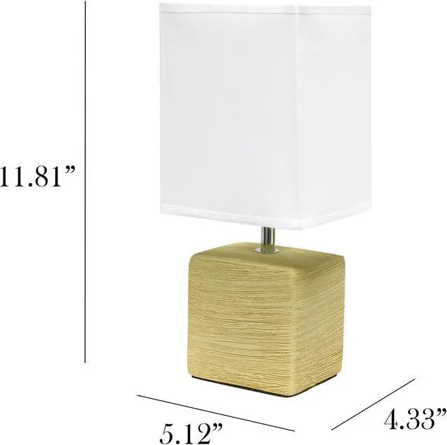 Alt view image 3 of 13 - Simple Designs Petite Faux Stone Table Lamp with Fabric Shade, Beige with White Shade