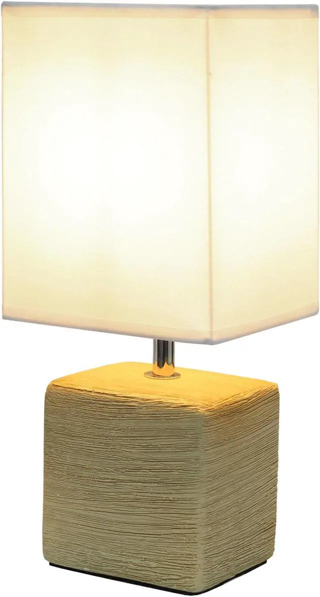 Alt view image 2 of 13 - Simple Designs Petite Faux Stone Table Lamp with Fabric Shade, Beige with White Shade