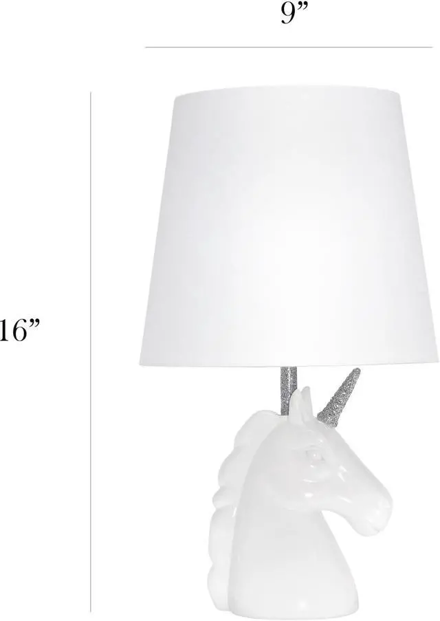 Alt view image 3 of 14 - Simple Designs Sparkling Silver and White Unicorn Table Lamp