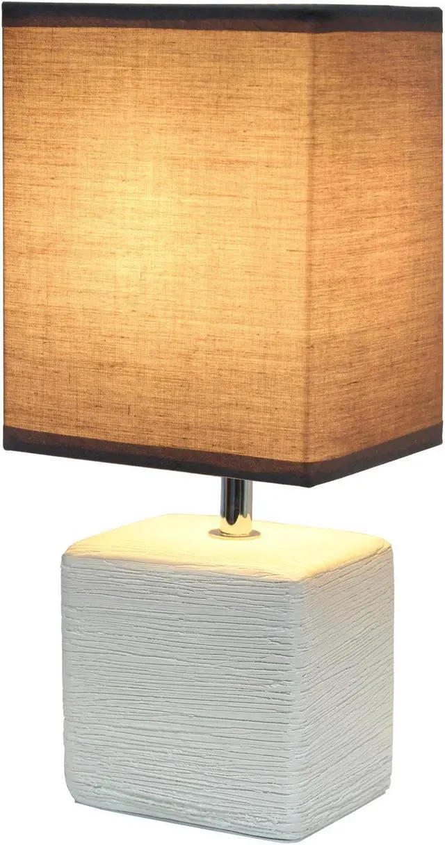 Alt view image 2 of 14 - Simple Designs Petite Faux Stone Table Lamp with Fabric Shade, OffWhite with Gray Shade