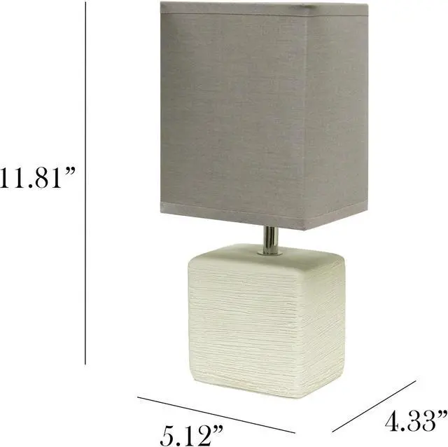 Alt view image 3 of 14 - Simple Designs Petite Faux Stone Table Lamp with Fabric Shade, OffWhite with Gray Shade