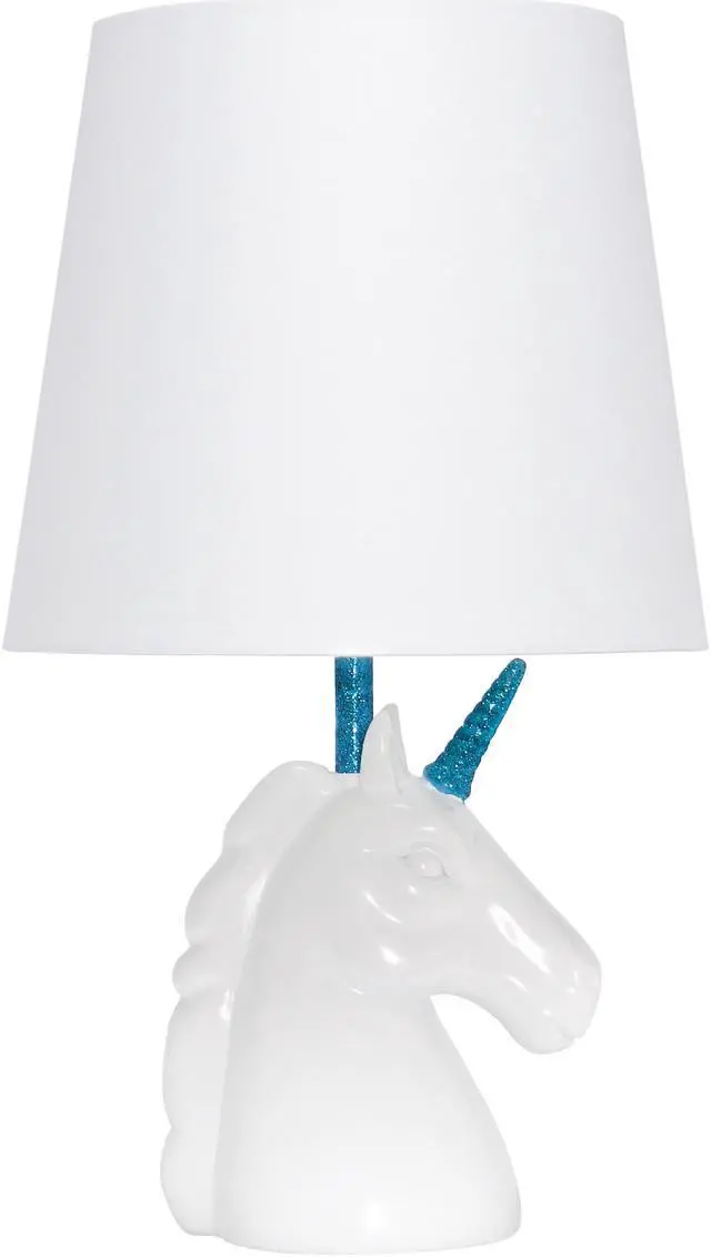 Main image of Simple Designs Sparkling Blue and White Unicorn Table Lamp
