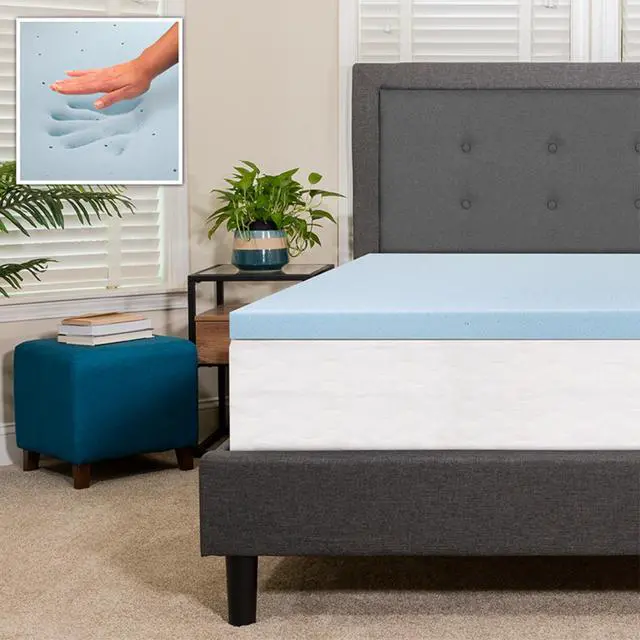 Alt view image 17 of 20 - Capri Comfortable Sleep 2 inch Cool Gel Memory Foam Mattress Topper - King