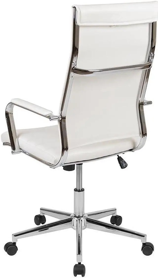 Alt view image 20 of 20 - Mid-Back Black LeatherSoft Contemporary Ribbed Executive Swivel Office Chair