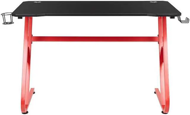 Alt view image 6 of 6 - Red Gaming Ergonomic Desk with Cup Holder and Headphone Hook