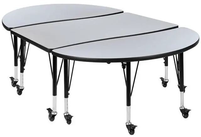 Main image of Mobile 26"W x 60"L Rectangular Wave Flexible Collaborative Oak Laminate Activity Table - Height Adjustable Short Legs