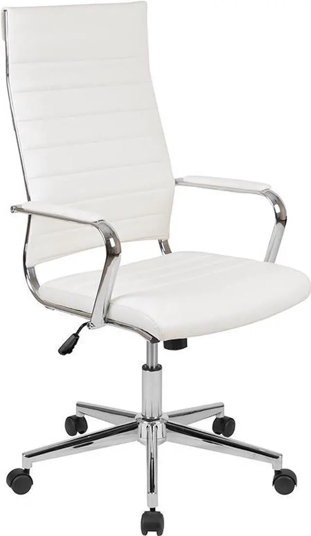 Alt view image 18 of 20 - Mid-Back Black LeatherSoft Contemporary Ribbed Executive Swivel Office Chair
