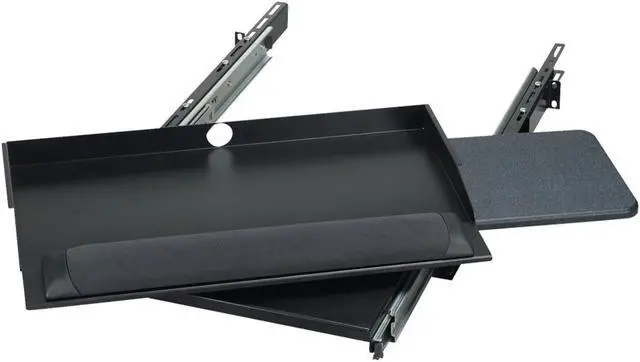 Alt view image 4 of 4 - Black Box RM385 19" Sliding Pivoting Keyboard Tray with Mouse Tray