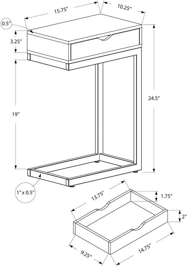 Alt view image 10 of 10 - Monarch Specialties Grey Reclaimed Wood-Look Rectangular Accent Table with Storage Drawer and Black Metal Base