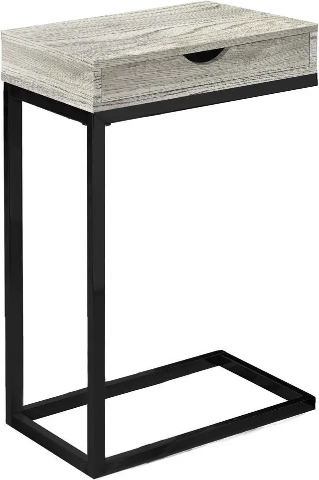 Alt view image 7 of 10 - Monarch Specialties Grey Reclaimed Wood-Look Rectangular Accent Table with Storage Drawer and Black Metal Base