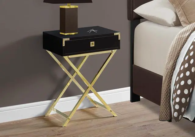 Alt view image 9 of 11 - Monarch Specialties 24"H Multi-Functional Rectangular Top Side/End Accent Table in Cappuccino Laminated Finish with Gold Metal Base