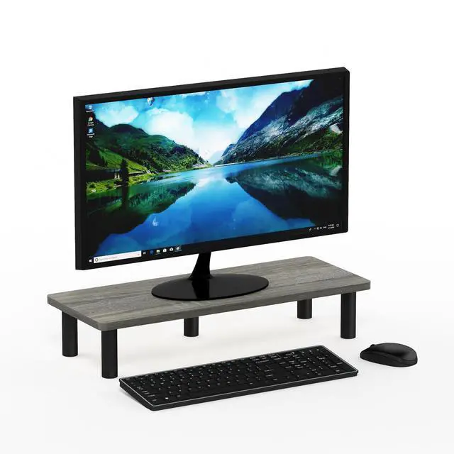 Alt view image 4 of 5 - Furinno Turn-N-Tube Monitor Riser Stand, French Oak/Black