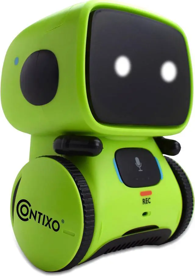 Alt view image 7 of 7 - Contixo R1 Kids Mini Talking Smart Robot Voice Controlled, Sings & Dance, Funny for Adults & Family, Interactive Children's Toy for Boys, Girls, Infants & Toddlers (Green)
