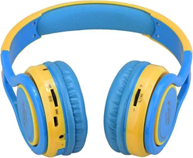 Alt view image 14 of 17 - Contixo KB-2600 Kid Safe 85dB Over The Ear Foldable Wireless Bluetooth Headphone with Volume Limiter, Built-in Micro Phone, Micro SD Card Music Player, FM Stereo Radio, Blue+Yellow