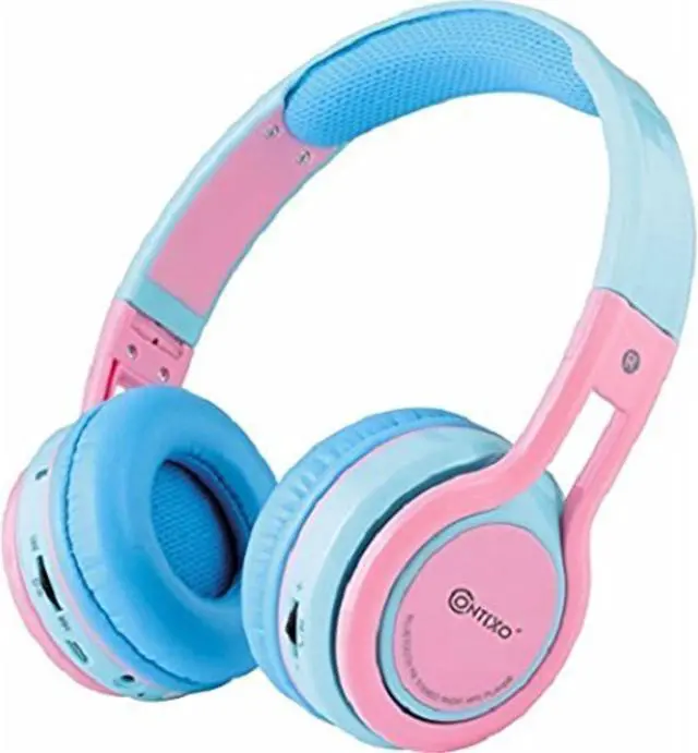 Alt view image 10 of 15 - Contixo KB-2600 Kid Safe 85dB Over The Ear Foldable Wireless Bluetooth Headphone with Volume Limiter, Built-in Micro Phone, Micro SD Card Music Player, FM Stereo Radio, Blue+Pink