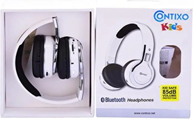 Alt view image 9 of 11 - Contixo KB-2600 Kid Safe 85dB Over The Ear Foldable Wireless Bluetooth Headphone with Volume Limiter, Built-in Micro Phone, Micro SD Card Music Player, FM Stereo Radio, White