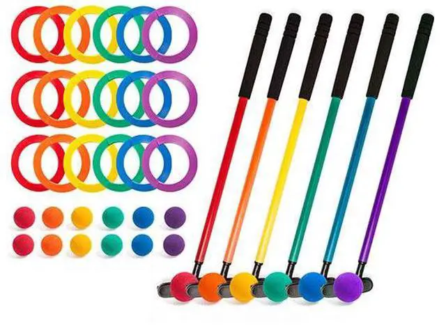 Alt view image 6 of 14 - Champion Sports MGSET Mini Golf Set - 12 Balls/6 Putters/18 Rings/3 Target Holes