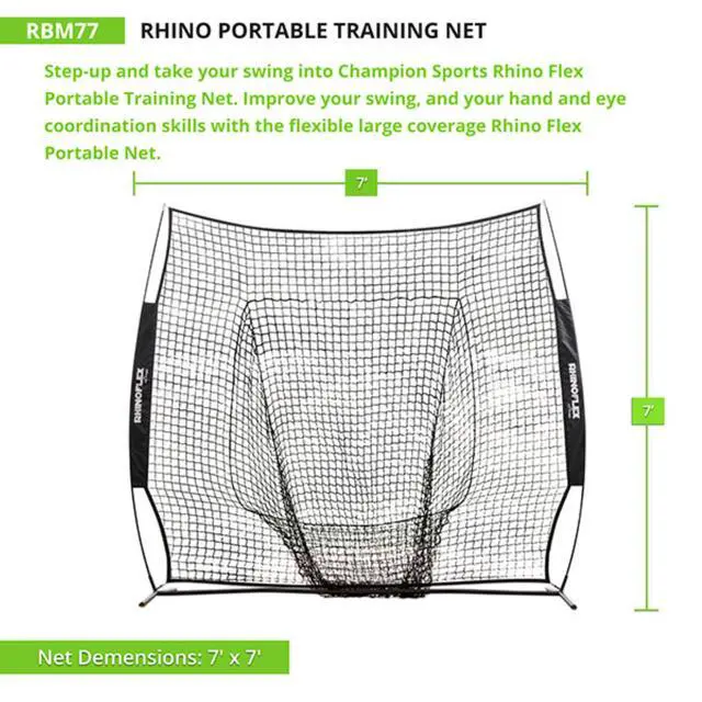 Alt view image 5 of 7 - Champion Sports RBM77 Rhino Portable Training Net - 7 ft x 7 ft