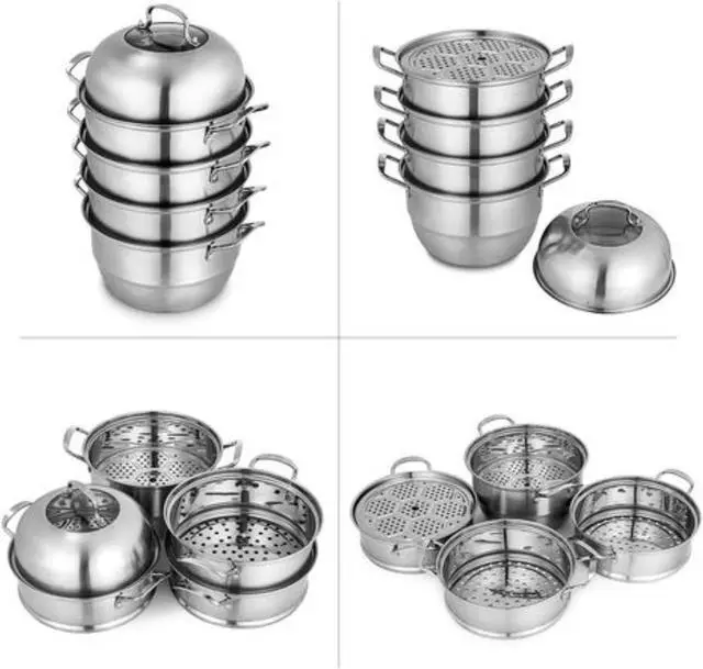 Alt view image 2 of 11 - VEVOR 12'' Food Steamer Food Steaming Machine Cookware 5 Tier Stainless Steel 30cm