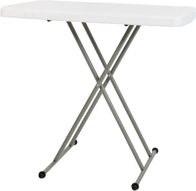 Alt view image 8 of 20 - 30 Inch Granite White Indoor/Outdoor Plastic Folding Table, Adjustable Height Commercial Grade Side Table, Laptop Table, TV Tray