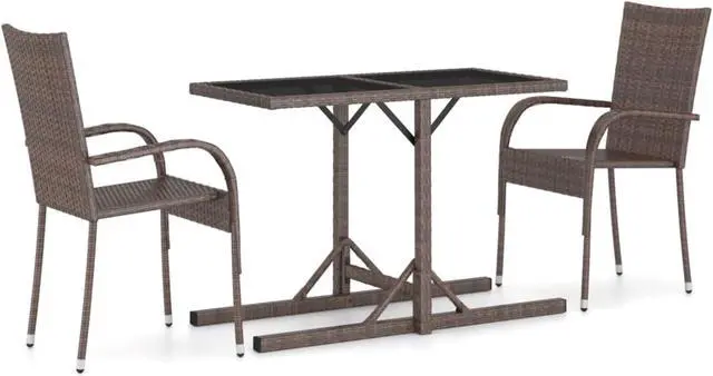 Main image of vidaXL 3 Piece Garden Dining Set Brown