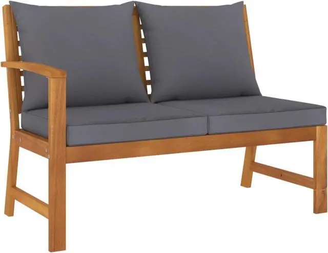 Main image of vidaXL Garden Bench 45.1" with Dark Gray Cushion Solid Acacia Wood