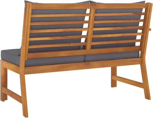 Alt view image 4 of 12 - vidaXL Garden Bench 45.1" with Dark Gray Cushion Solid Acacia Wood