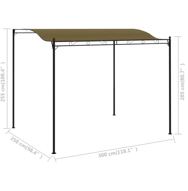 Alt view image 12 of 13 - vidaXL Sunshade Awning 9.8'x8.2' Taupe Garden Outdoor Patio Sunshade Partytent