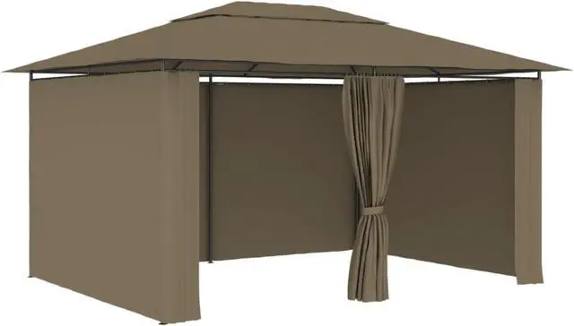 Alt view image 11 of 13 - vidaXL Garden Marquee with Curtains 13.1'x9.8' Taupe Outdoor Patio Sunshade