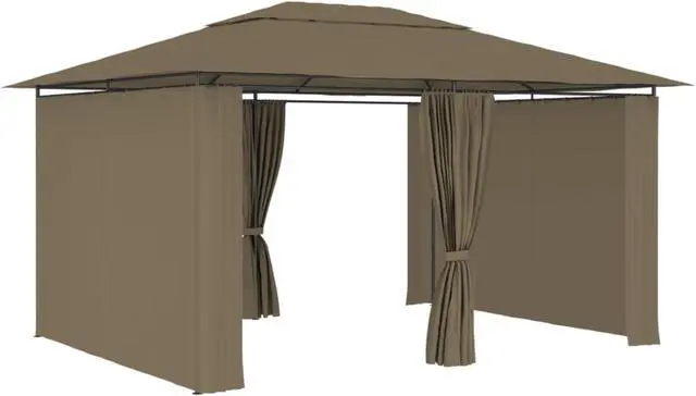 Alt view image 12 of 13 - vidaXL Garden Marquee with Curtains 13.1'x9.8' Taupe Outdoor Patio Sunshade