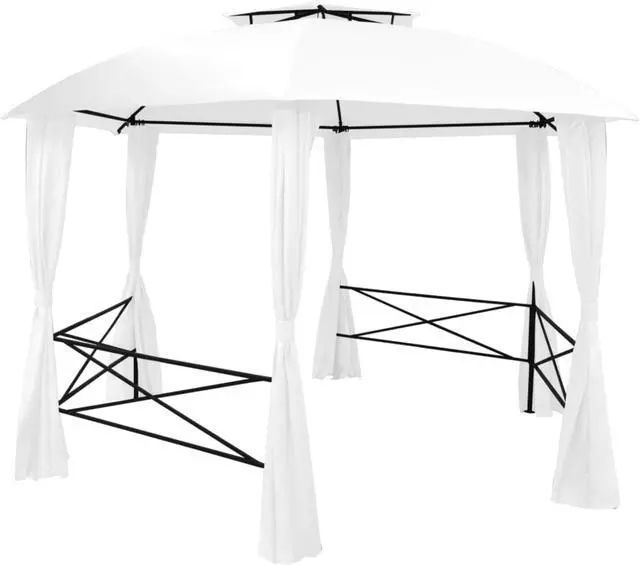 Alt view image 10 of 13 - vidaXL Canopy Patio Pavilion Hexagonal Gazebo Outdoor Party Tent with Curtains