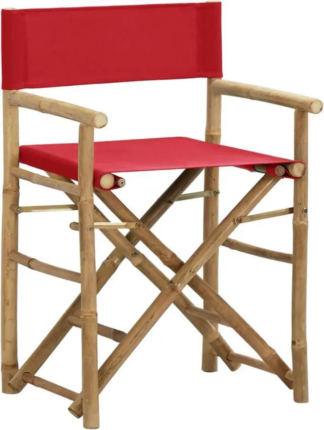 Alt view image 9 of 13 - vidaXL Folding Director's Chairs 2 Pcs Camping Chair Red Bamboo and Fabric