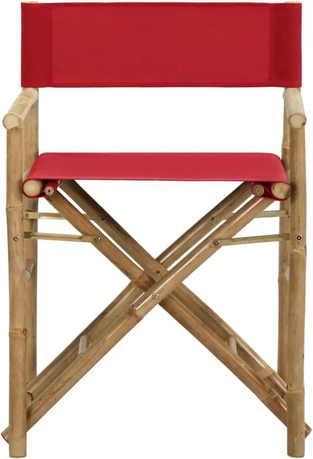 Alt view image 10 of 13 - vidaXL Folding Director's Chairs 2 Pcs Camping Chair Red Bamboo and Fabric