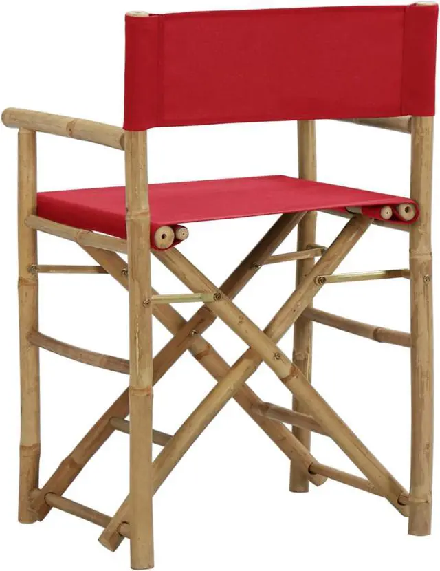 Alt view image 12 of 13 - vidaXL Folding Director's Chairs 2 Pcs Camping Chair Red Bamboo and Fabric