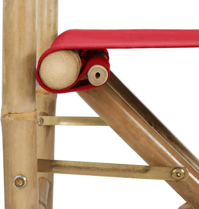 Alt view image 13 of 13 - vidaXL Folding Director's Chairs 2 Pcs Camping Chair Red Bamboo and Fabric